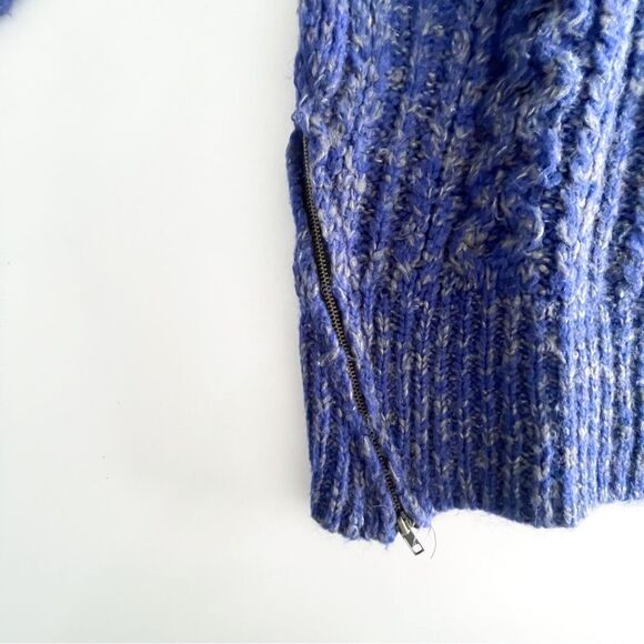 BB Dakota Cable Knit Chunky Sweater Blue Gray Diagonal Zipper Women's M Acrylic - Picture 5 of 12
